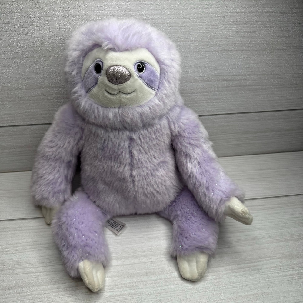 FAO Schwartz Ganz Lilac Purple Sparkle Sloth Plush Stuffed Animal 16 Inch‎